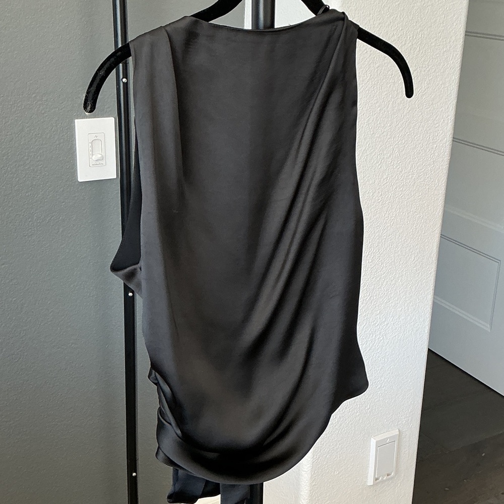 Zara Black Satin Sleeveless Backless Wrap Top NWT L